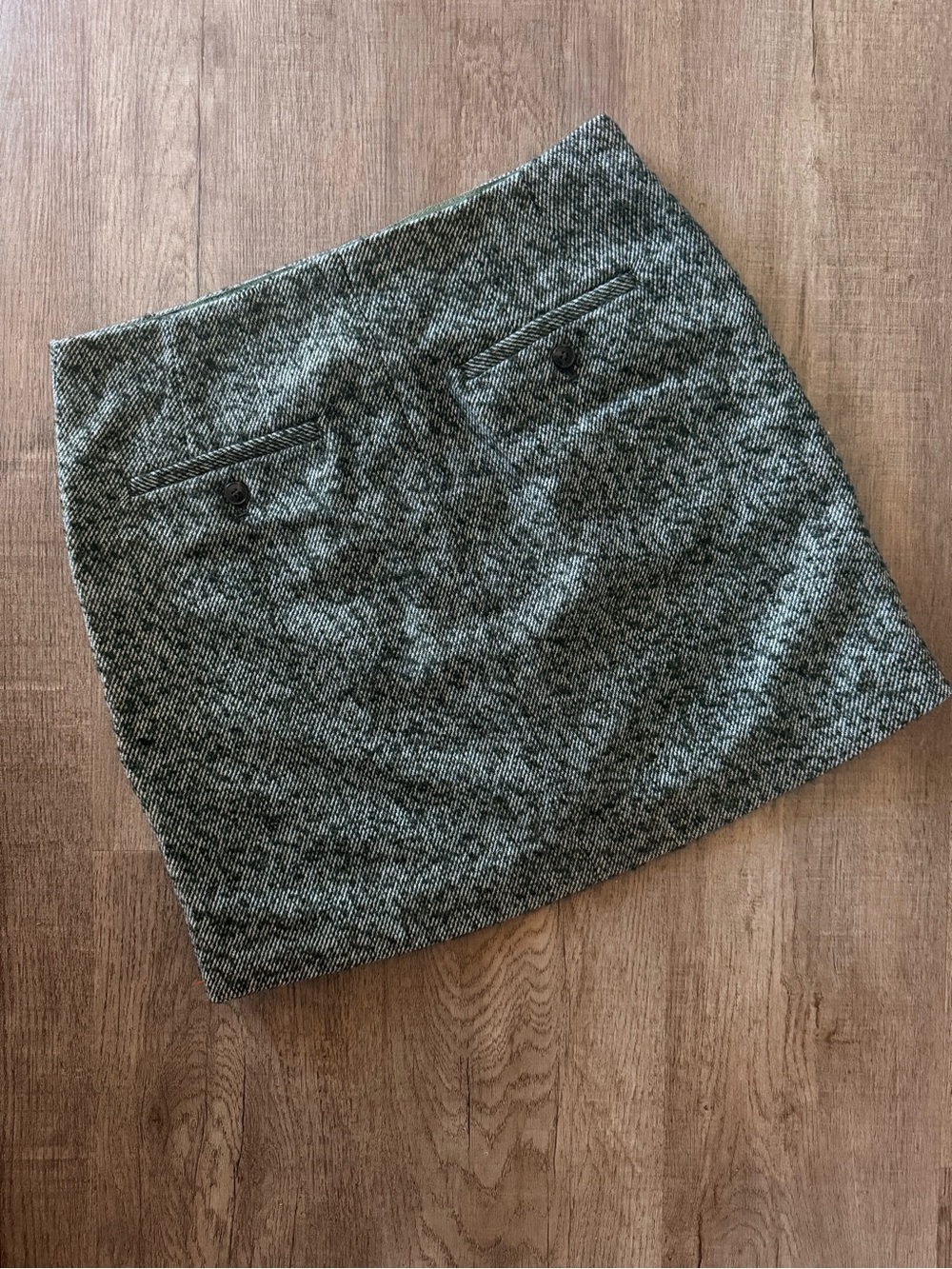 Madewell Green Tweed Button-Front Mini Skirt - Picture 3 of 3